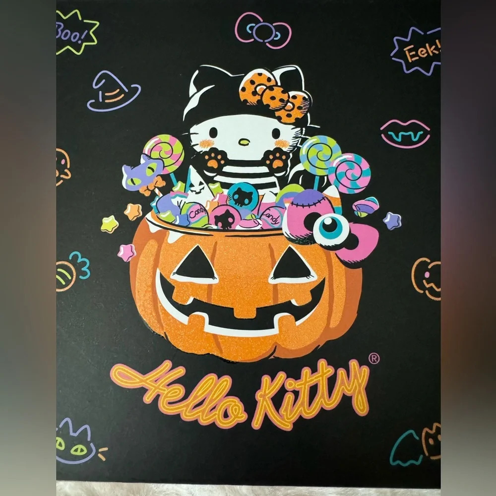 Hello Kitty Glitter Pumpkin Halloween Wooden Sign Decor NEW sparkle Fall Decor - Picture 9 of 9
